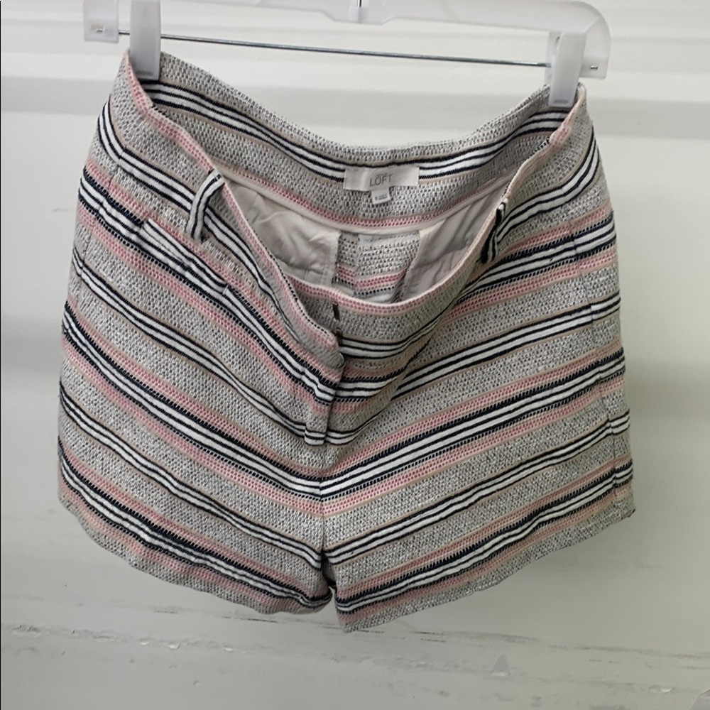 LOFT Women's Striped Pink and Black Shorts